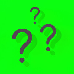Fototapete - Question marks with shadow on yellow background.Technical support. Answers to questions. Square image. 3D image. 3D rendering.