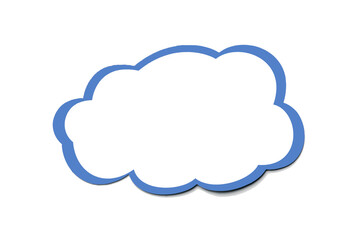 Wall Mural - speech bubble as a cloud with blue border isolated on a white background.