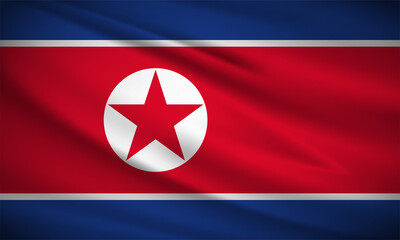 realistic wavy flag of north korea background vector. north korea wavy flag vector