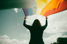 Young Woman With LGBT Flag.