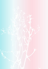 Poster - Isolated vector realistic flower, herb, plant or twig on pastel colored iridescent background. Minimalist poster  concept with delicate silhouettes of organic shapes. Modern abstract botanical artwork