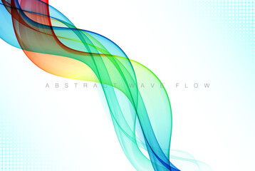 Poster - blue and green wave design element on white background. transparent lines abstract wave shape.