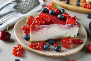 Canvas Print - Summer cheesecake with berries