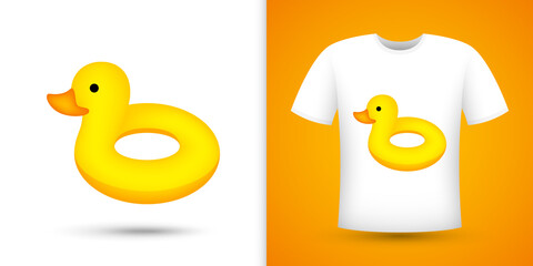 Wall Mural - Inflatable Duck on white shirt. Vector illustration