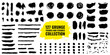 ©  Tati. Dsgn - Set of brush strokes bundle. circle frames. Dirty distress texture banners. Round grunge design elements. Rectangle, square and burst text boxes. Dirty decoration elements collection. Vector
