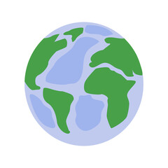 Poster - Spherical earth map semi flat color vector object. Full sized item on white. Interactive visualization of planet. Simple cartoon style illustration for web graphic design and animation