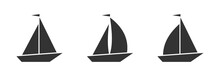 Sail Boat Icon. Ship Icon. Flat Vector Illustration.