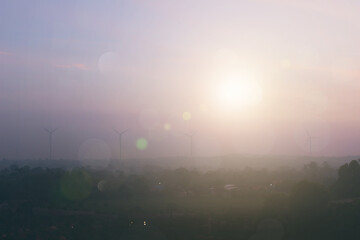 Wall Mural - Abstract blurred sunlight landscape colorful blurred background with retro effect autumn sunset sky have blue bright, white, and color orange calm.