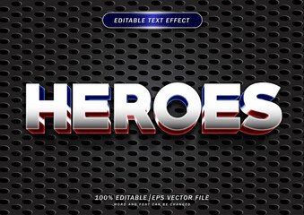 Poster - Heroes editable text effect. themed elegant color