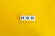 © photoopus - Heating Degree Day (HDD) Banner. Letter Tiles on Yellow Background. Minimal Aesthetics.