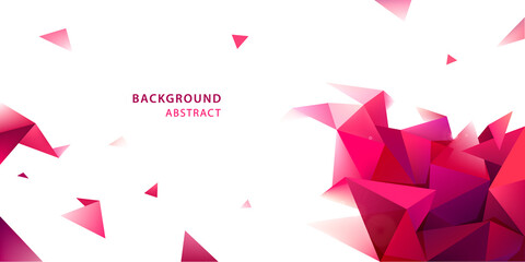 Fototapete - Vector red polygon abstract shape, horizontal orientation triangular banner. Geometric shape, dynamic facet, low poly background.