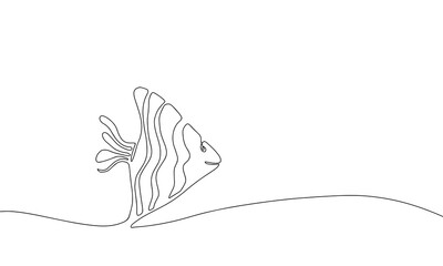 Wall Mural - Fish in continuous line drawing style. Minimalist black linear sketch on a white background. Vector illustration