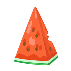 Poster - Little slice of watermelon. In cartoon style. Isolated on white background. Vector flat illustration.