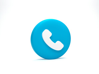 Poster - 3D rendering, 3D illustration. Phone icon button on white background. Telephone symbol
