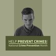 Composite of caucasian thief and help prevent crimes and national crime prevention month text