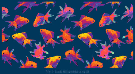 Poster - Vector Eps Seamless pattern colorful golden fish.