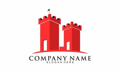 Wall Mural - Red castle illustration vector logo