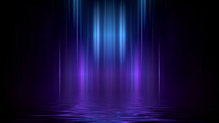 Fototapete - Digital Futuristic showcase concept empty show scene. Abstract geometric fantasy glow neon line background, technology banner. Product display Scene. 3D Render