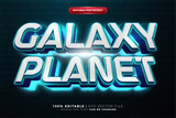 Fototapeta Panele - blue neon glow galaxy planet hero 3D Editable text Effect Style