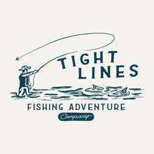 Fisherman Illustration Tight Line Graphic Design Adventure Vintage Outdoor