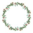 © Catherine - Watercolor Woodland Christmas floral wreath illustration, Winter forest flower decoration for greeting card, poster, invitation, baby shower Merry Christmas, New Year, holiday, sticker, frame art,diy