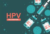 Fototapeta Tulipany - HPV -Human papillomavirus vaccine illustration with a syringe. 