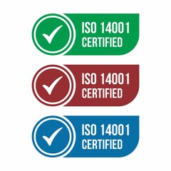 Canvas Print - ISO 14001 Certified badge, icon. Certification stamp. Flat design vector. Vector stock illustration