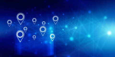 Fototapete - 2d rendering Red map pointer around globe