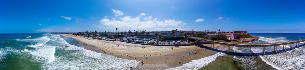 Wall Mural - Panoramic View of San Diego, California, looking at Ocean Beach from the Fishing Pier