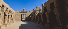 View To The Hall Of Caryatids In Karnak Temple Near Luxor, Egypt  