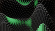 3d illustration of abstract geometric waves in green and black design.