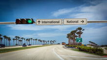 Street Sign To International Versus National