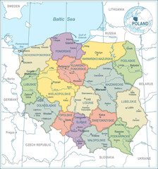  Map of Poland - highly detailed vector illustration