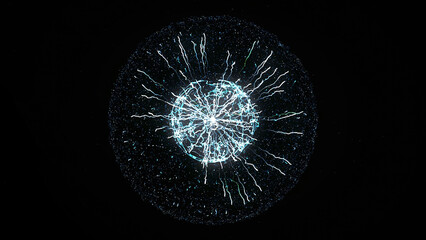 Poster - Magic plasma ball in blue and white colors looped. Animation. Abstract animation of an electric colored ball