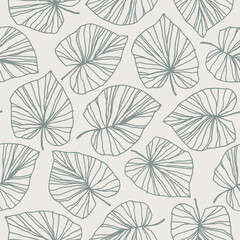 Wall Mural - Seamless hand drawn leaves pattern