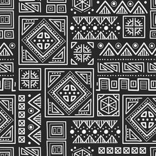 Mayan Patchwork Seamless Pattern. Tribal Geometric Vector Swatch. Zigzag Background For Cover Design. Retro Chevron Line Vector Print. Navajo Ornamental Texture. Black And White Colors.