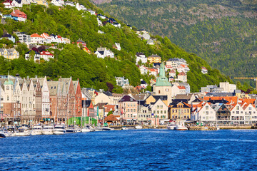 Wall Mural - Bergen harbour and Bryggen street, Norway