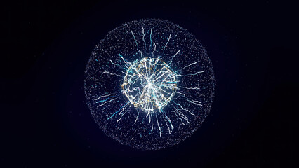 Poster - Colorful abstract animation of plasma ball lamp energy and beautiful zippers on the black background. Animation. Concept for power, electricity, science and physics.