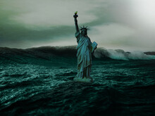 Statue Of Liberty Floating On Water