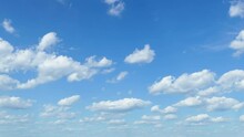 Timelapse Of Beautiful Blue Sky With Clouds On Bright Sunny Day For Abstract Background