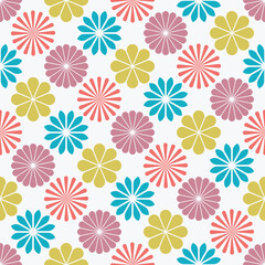 Wall Mural - Cute flower power seamless pattern. Decorative retro minimal style floral background.