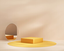 3D Rendering Yellow Platform Podium Product Presentation Background