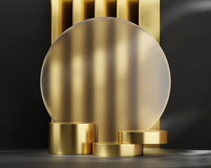 Poster - 3D rendering abstract luxury gold platform podium product presentation backdrop