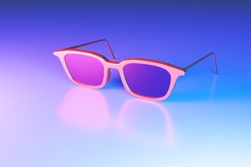 Canvas Print - Pink glasses on a pink-blue background. Abstract glasses, color combination. The concept of minimalism and modernity. 3d render, 3d illustration.