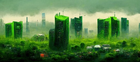 A Green city or sustainable city is a city designed with consideration for social, economic, environmental impact. Conceptual illustration