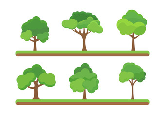 Flat tree icon illustration. Trees forest simple plant silhouette icon. Nature oak organic set design