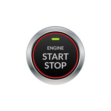 Car Engine Start Stop Button Ignition. Push Circle Button Engine Stop Start Quality