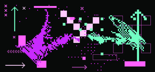 Aufkleber - Pixel art illustration of a glitchy computer screen.