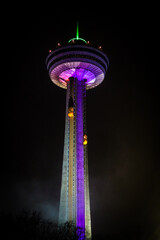 Skylon Tower at night in Niagara Falls