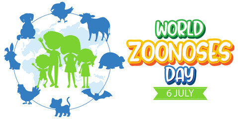 Wall Mural - world zoonoses day banner design